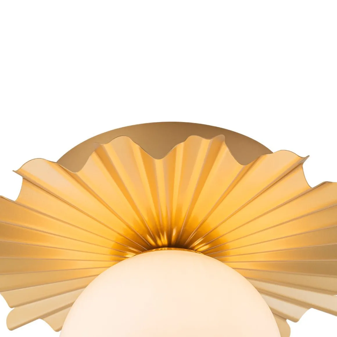 Mid-Century Sunburst 1-Light Opal Glass Globe Ceiling Light