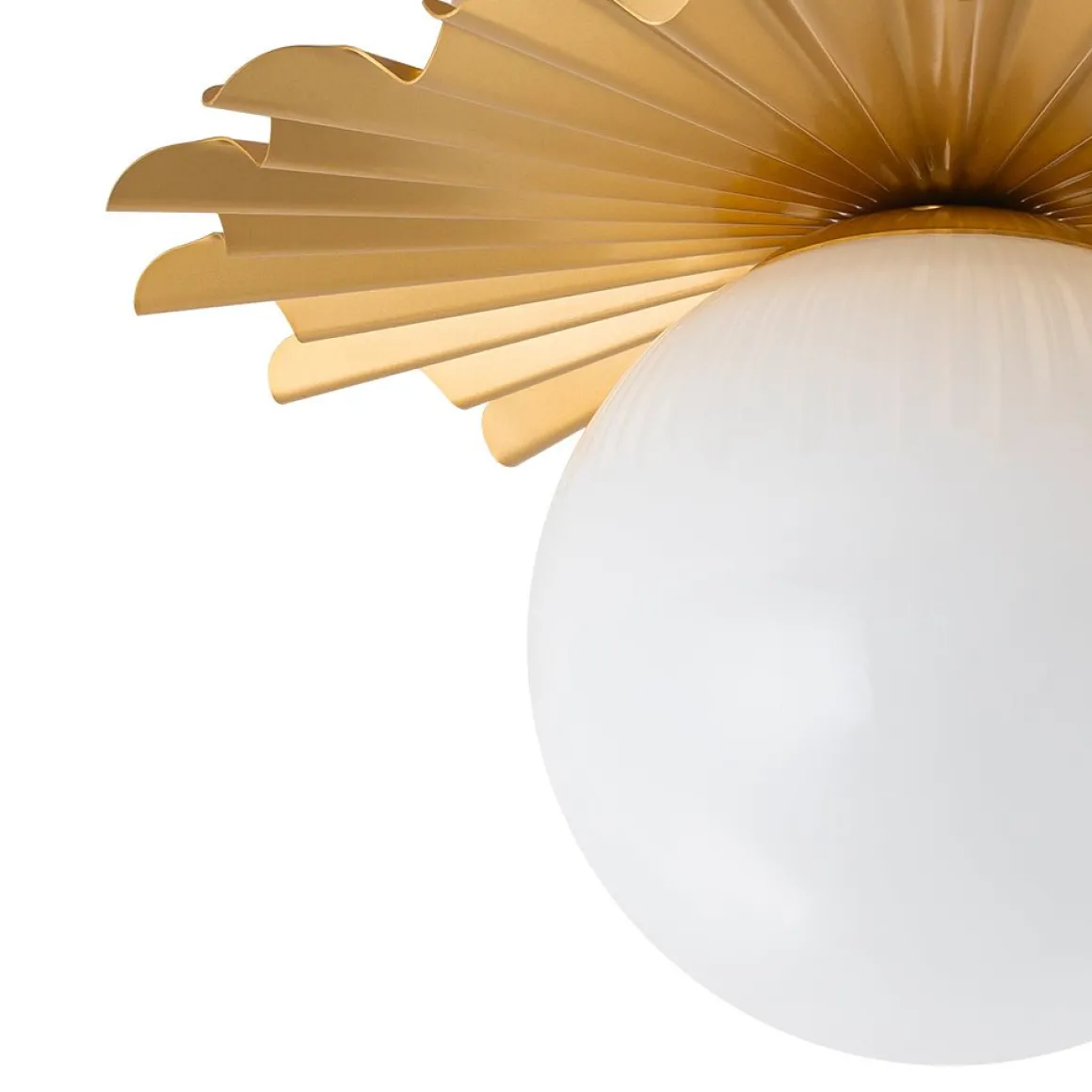 Mid-Century Sunburst 1-Light Opal Glass Globe Ceiling Light