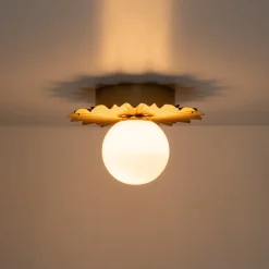 Mid-Century Sunburst 1-Light Opal Glass Globe Ceiling Light