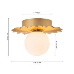 Mid-Century Sunburst 1-Light Opal Glass Globe Ceiling Light