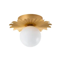Mid-Century Sunburst 1-Light Opal Glass Globe Ceiling Light