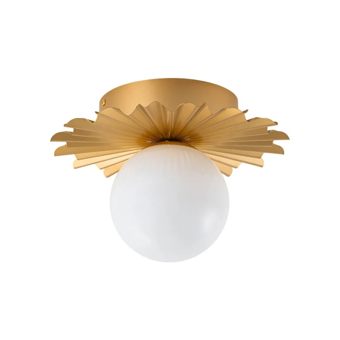 Mid-Century Sunburst 1-Light Opal Glass Globe Ceiling Light