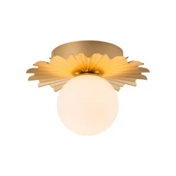 Mid-Century Sunburst 1-Light Opal Glass Globe Ceiling Light