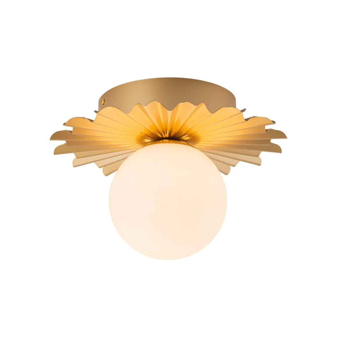 Mid-Century Sunburst 1-Light Opal Glass Globe Ceiling Light