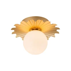 Mid-Century Sunburst 1-Light Opal Glass Globe Ceiling Light