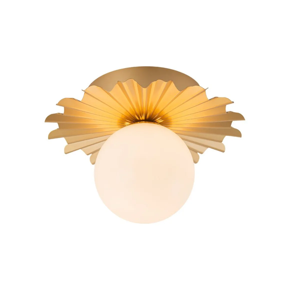 Mid-Century Sunburst 1-Light Opal Glass Globe Ceiling Light