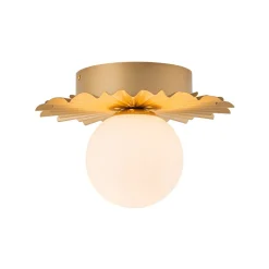 Mid-Century Sunburst 1-Light Opal Glass Globe Ceiling Light