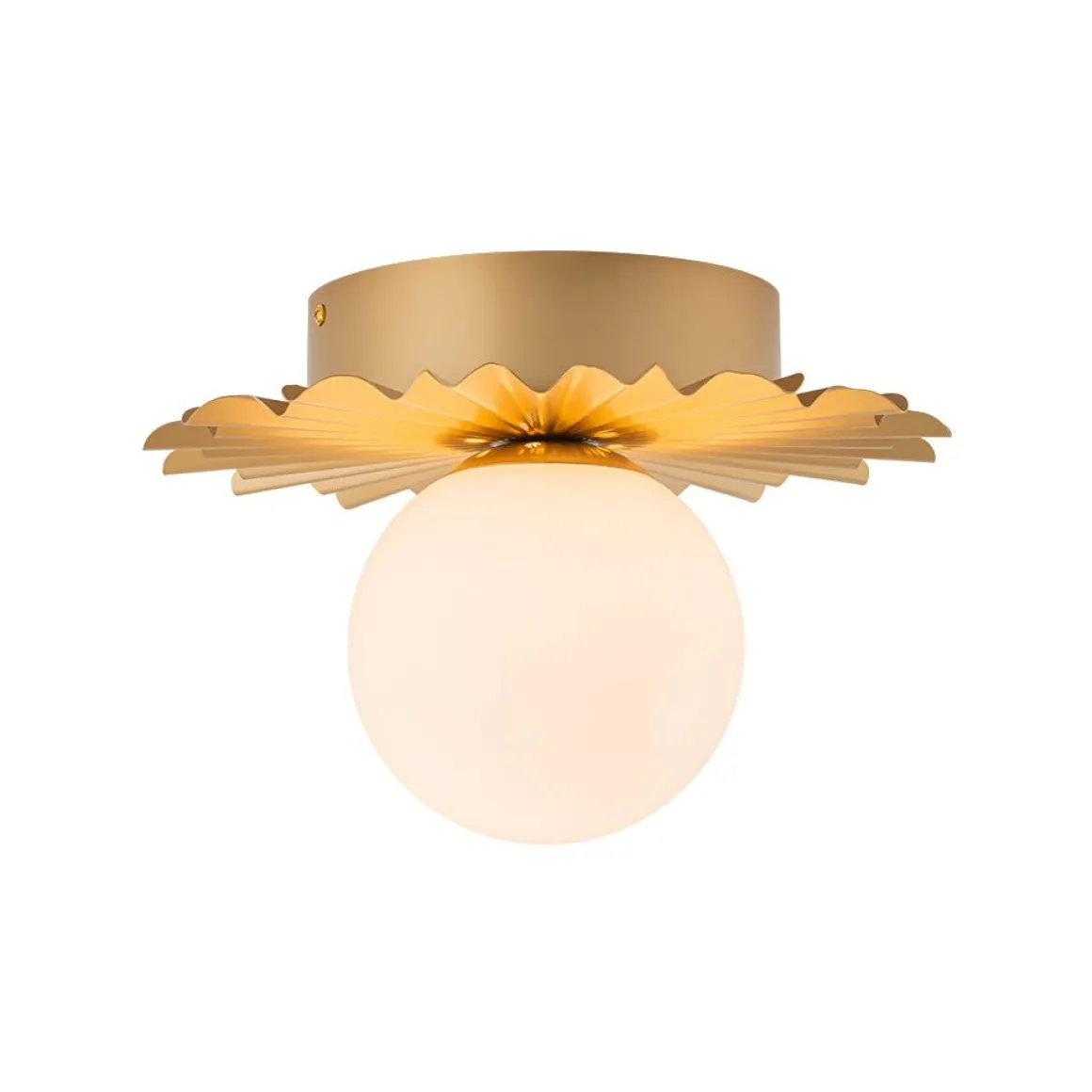 Mid-Century Sunburst 1-Light Opal Glass Globe Ceiling Light