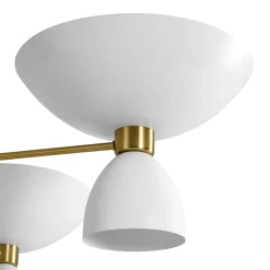 Mid-Century White Brass 8-Light UP and Down Chandelier