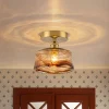 Mini 1-Light Amber Swirl Glass Shade Semi Flush Mount