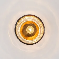 Mini 1-Light Amber Swirl Glass Shade Semi Flush Mount