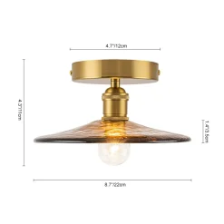Mini 1-Light Amber Swirl Glass Shade Semi Flush Mount
