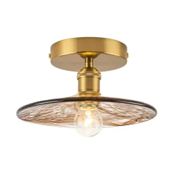 Mini 1-Light Amber Swirl Glass Shade Semi Flush Mount