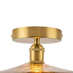 Mini 1-Light Amber Swirl Glass Shade Semi Flush Mount