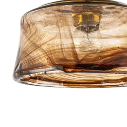 Mini 1-Light Amber Swirl Glass Shade Semi Flush Mount