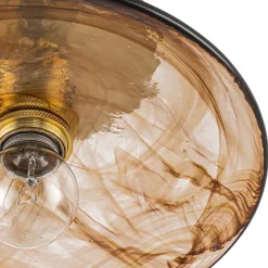 Mini 1-Light Amber Swirl Glass Shade Semi Flush Mount