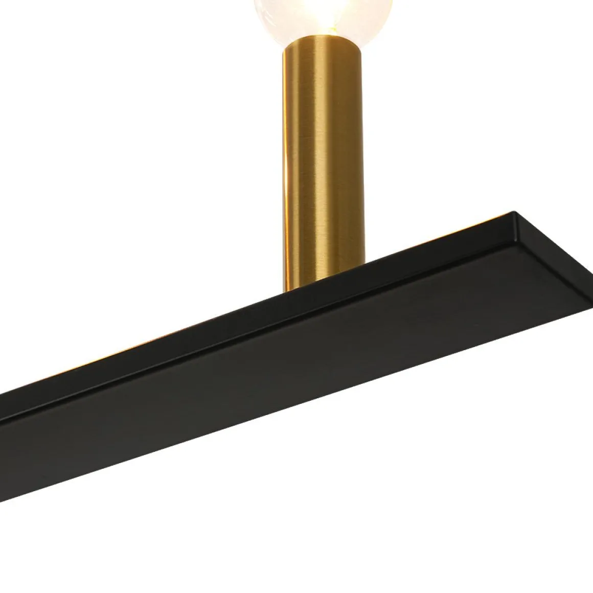 Minimalist Black Brass Candle Style Linear Island Chandelier