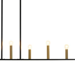 Minimalist Black Brass Candle Style Linear Island Chandelier