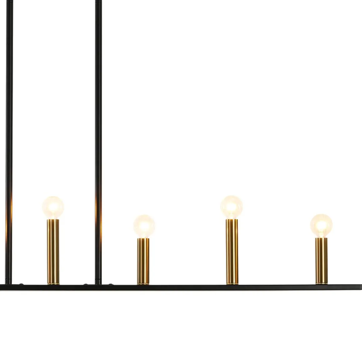 Minimalist Black Brass Candle Style Linear Island Chandelier