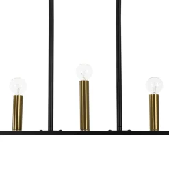 Minimalist Black Brass Candle Style Linear Island Chandelier