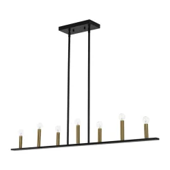Minimalist Black Brass Candle Style Linear Island Chandelier