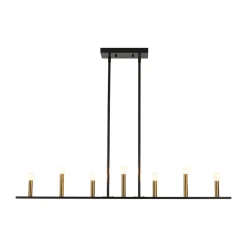 Minimalist Black Brass Candle Style Linear Island Chandelier