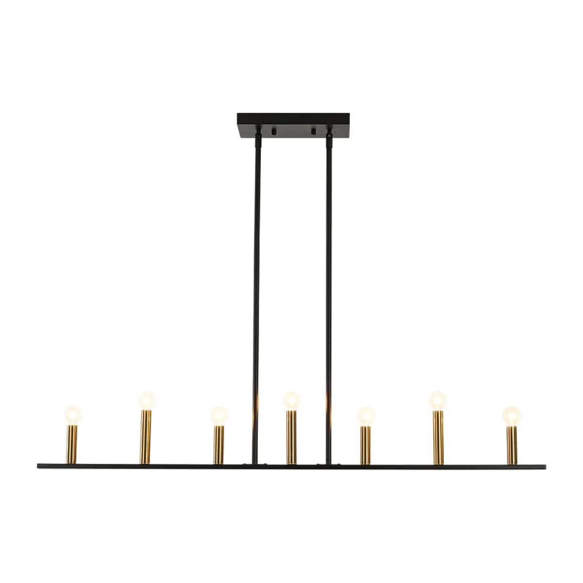 Minimalist Black Brass Candle Style Linear Island Chandelier