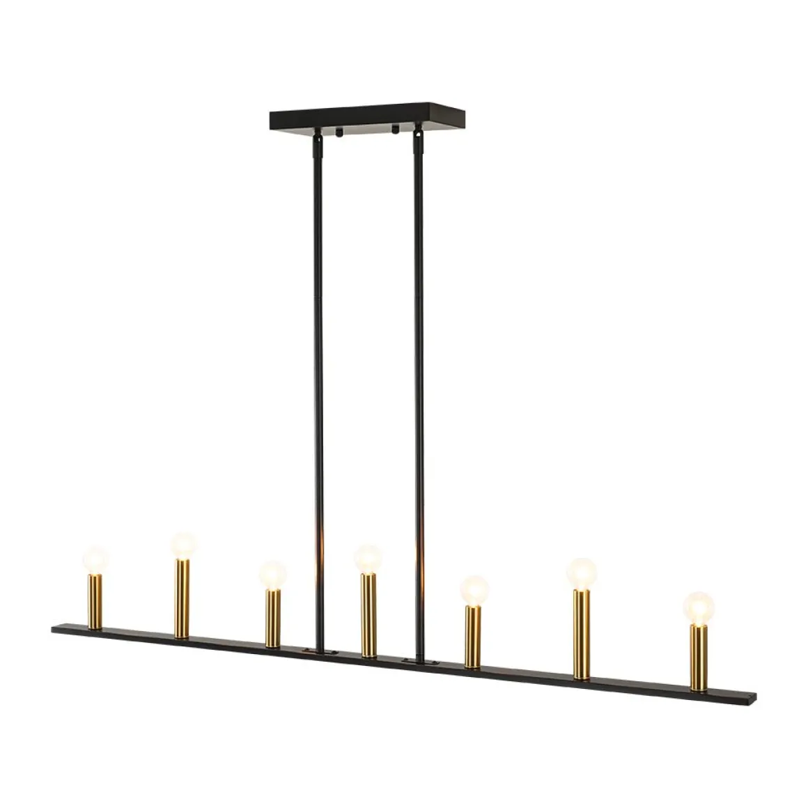 Minimalist Black Brass Candle Style Linear Island Chandelier