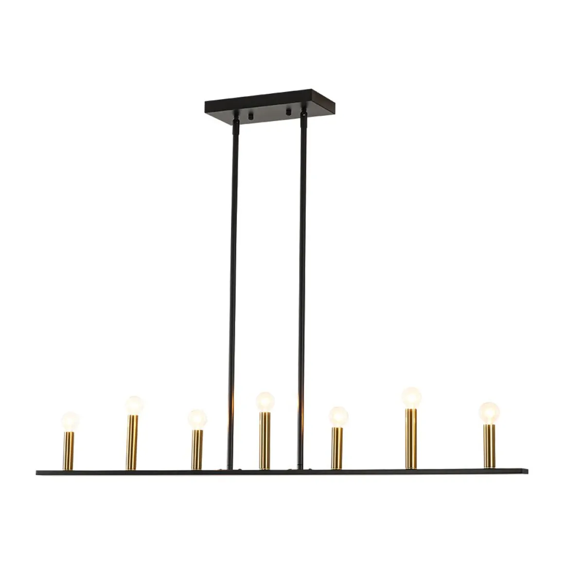 Minimalist Black Brass Candle Style Linear Island Chandelier