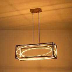 Minimalist Dimmable LED Black Gold Square Kitchen Pendant