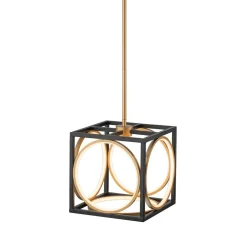 Minimalist Dimmable LED Black Gold Square Kitchen Pendant