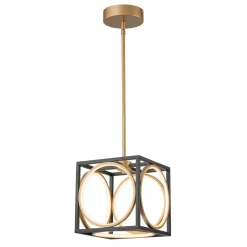 Minimalist Dimmable LED Black Gold Square Kitchen Pendant