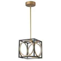 Minimalist Dimmable LED Black Gold Square Kitchen Pendant
