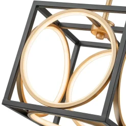 Minimalist Dimmable LED Black Gold Square Kitchen Pendant