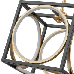 Minimalist Dimmable LED Black Gold Square Kitchen Pendant