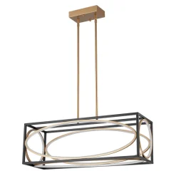 Minimalist Dimmable LED Black Gold Square Kitchen Pendant