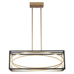 Minimalist Dimmable LED Black Gold Square Kitchen Pendant
