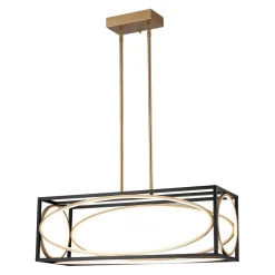 Minimalist Dimmable LED Black Gold Square Kitchen Pendant