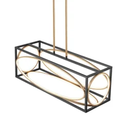 Minimalist Dimmable LED Black Gold Square Kitchen Pendant