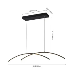 Minimalist Dimmable LED Black Arched Island Chandelier
