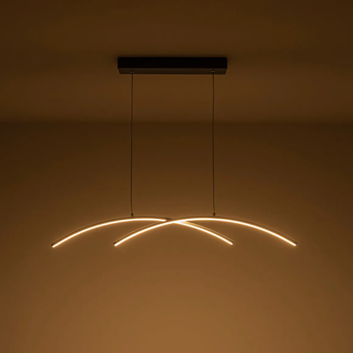 Minimalist Dimmable LED Black Arched Island Chandelier