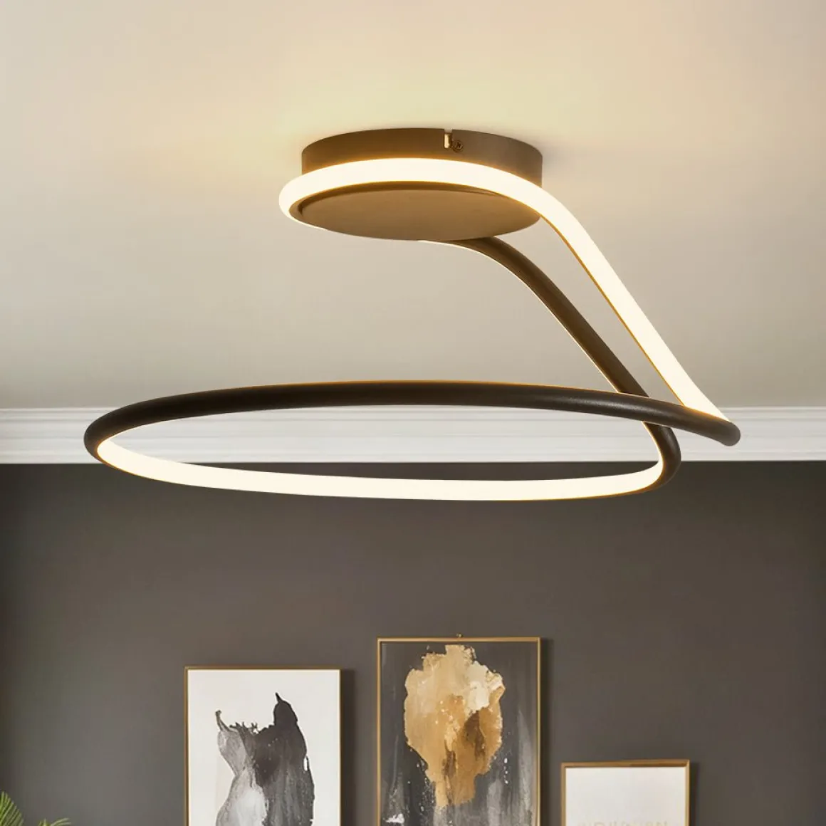 Minimalist Dimmable LED Ribbon Semi Flush Mount DIP Switch