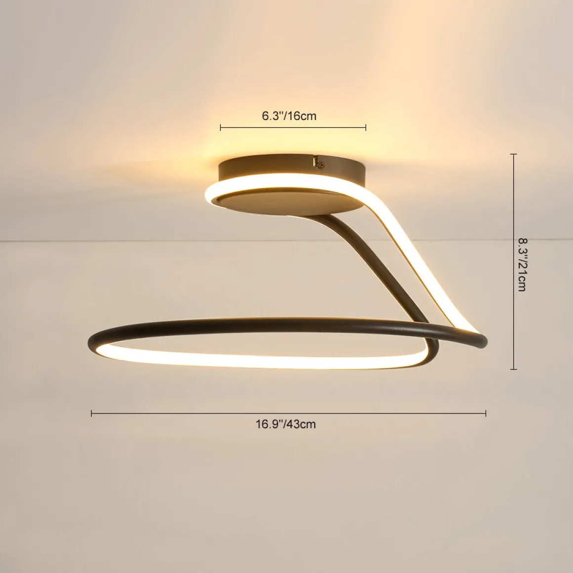 Minimalist Dimmable LED Ribbon Semi Flush Mount DIP Switch