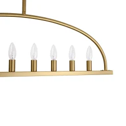 Minimalist 8-Light Brass Candle Style Linear Island Chandelier