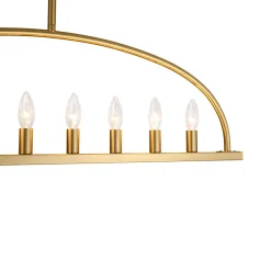 Minimalist 8-Light Brass Candle Style Linear Island Chandelier