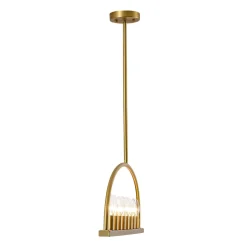 Minimalist 8-Light Brass Candle Style Linear Island Chandelier