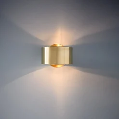 Minimalist 1-Light Brass Drum Wall Light
