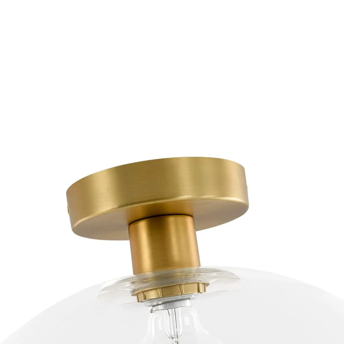 Minimalist 1-Light Clear Glass Saucer Semi Flush Mount