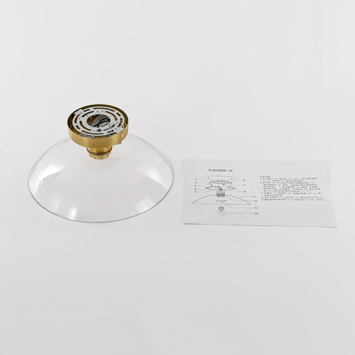 Minimalist 1-Light Clear Glass Saucer Semi Flush Mount