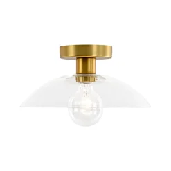 Minimalist 1-Light Clear Glass Saucer Semi Flush Mount